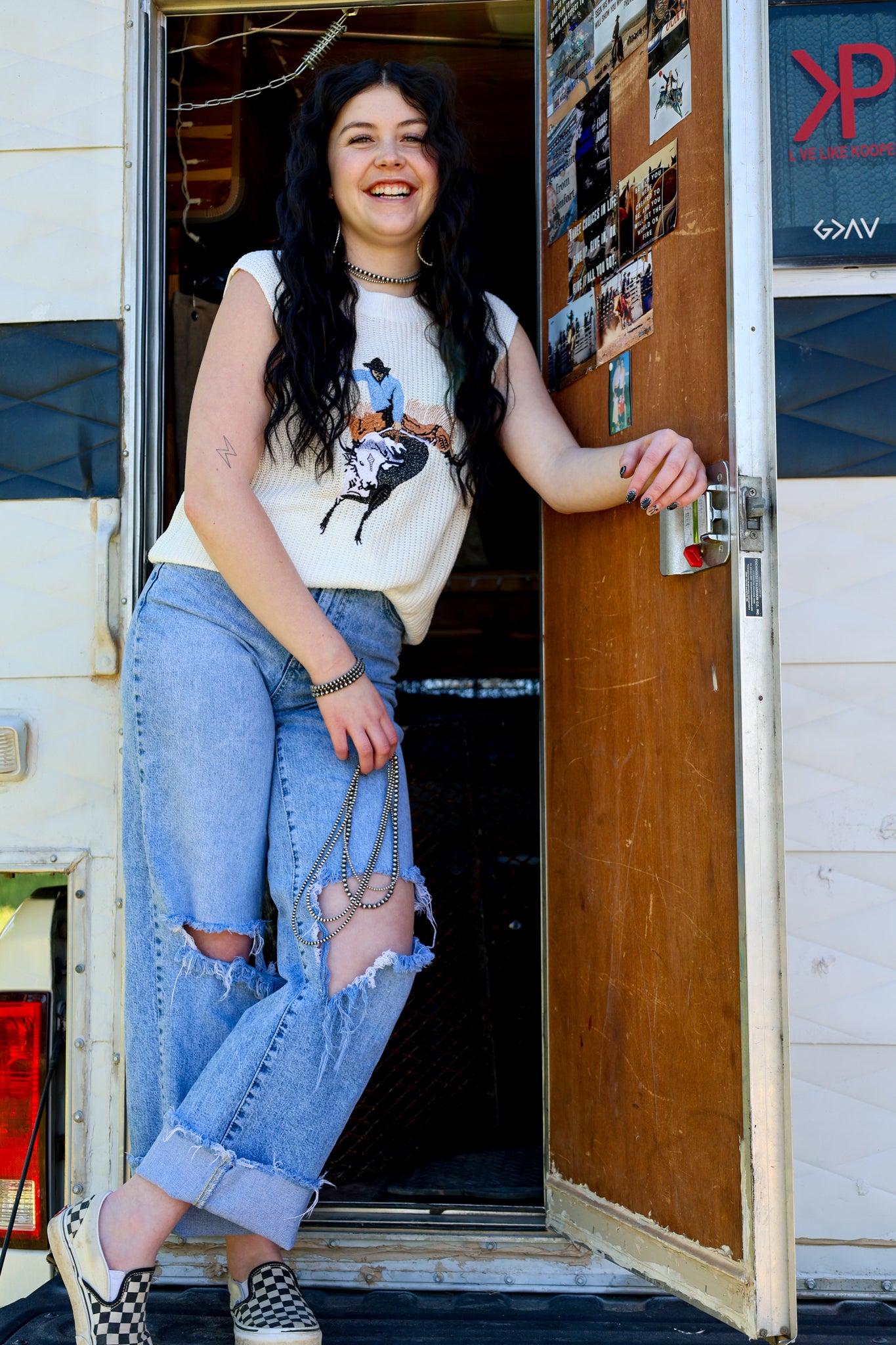 The Rookie Bucking Bull Sweater Vest (White)