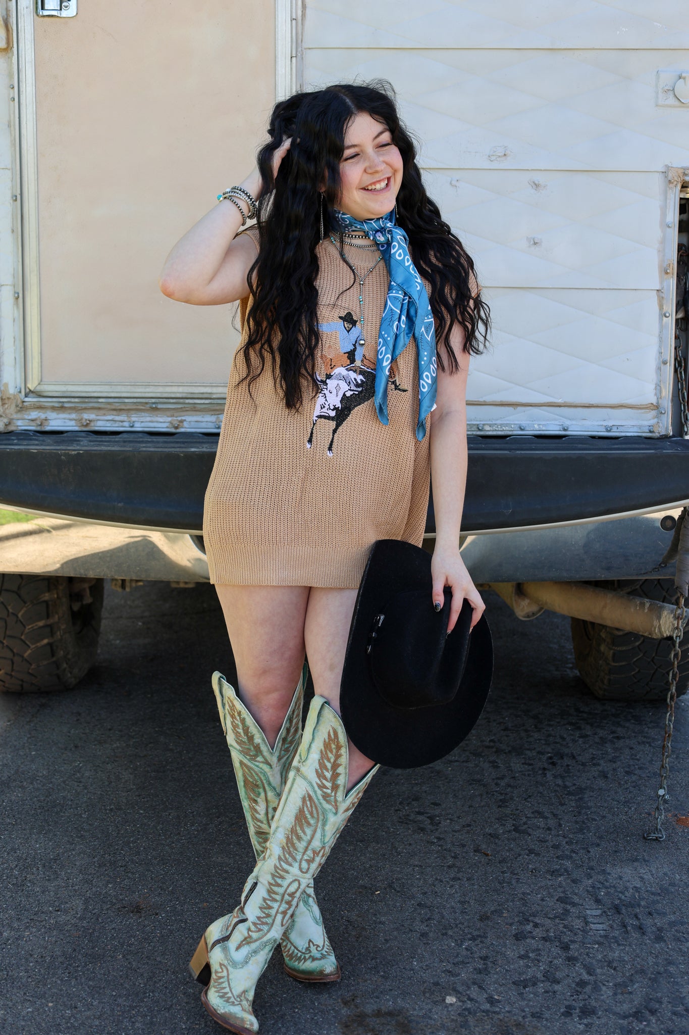The Rookie Bucking Bull Sweater Vest (Tan)