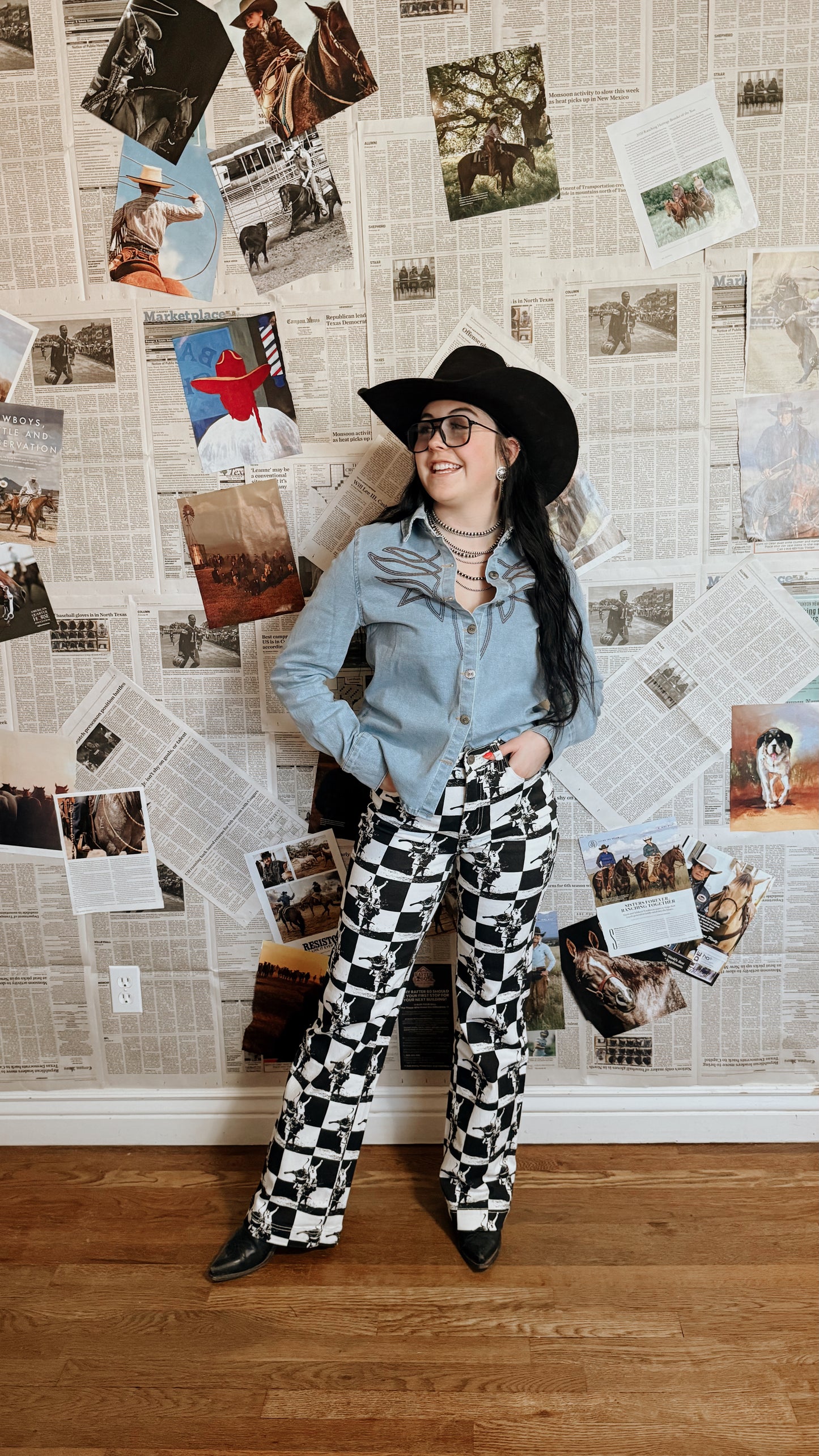 Saddle Stitch Denim Top