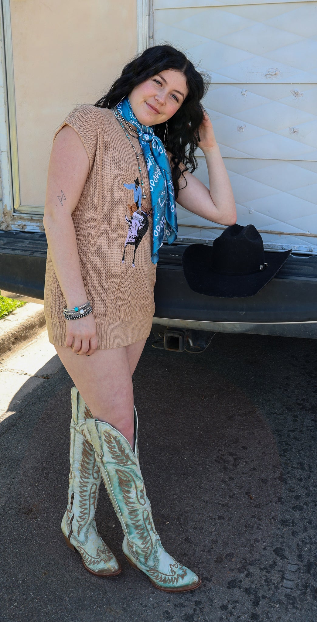 The Rookie Bucking Bull Sweater Vest (Tan)