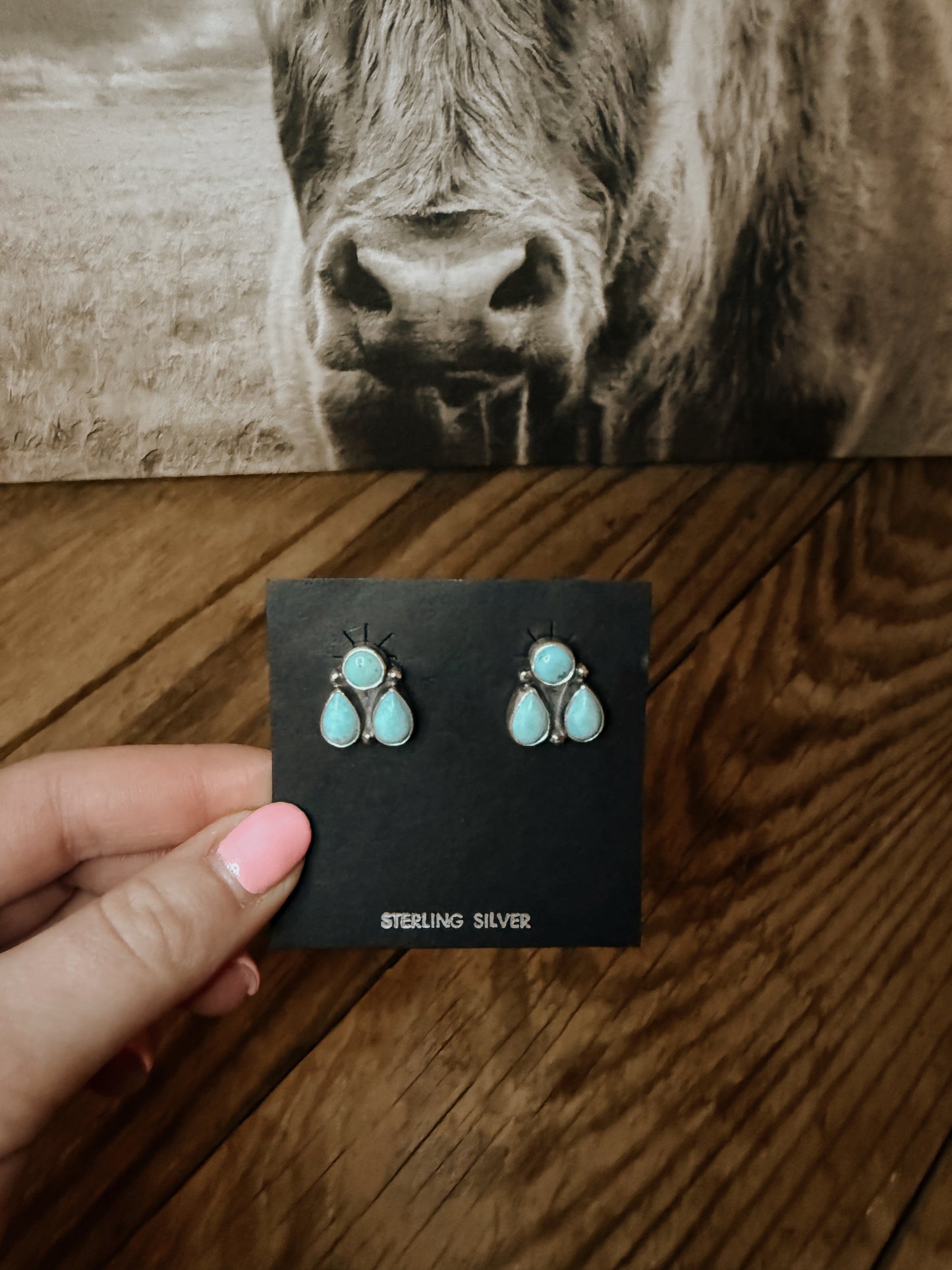 Turquoise Triangle Cluster Studs