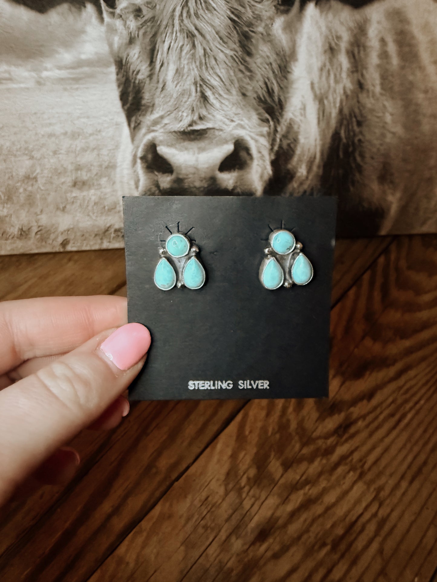 Turquoise Triangle Cluster Studs