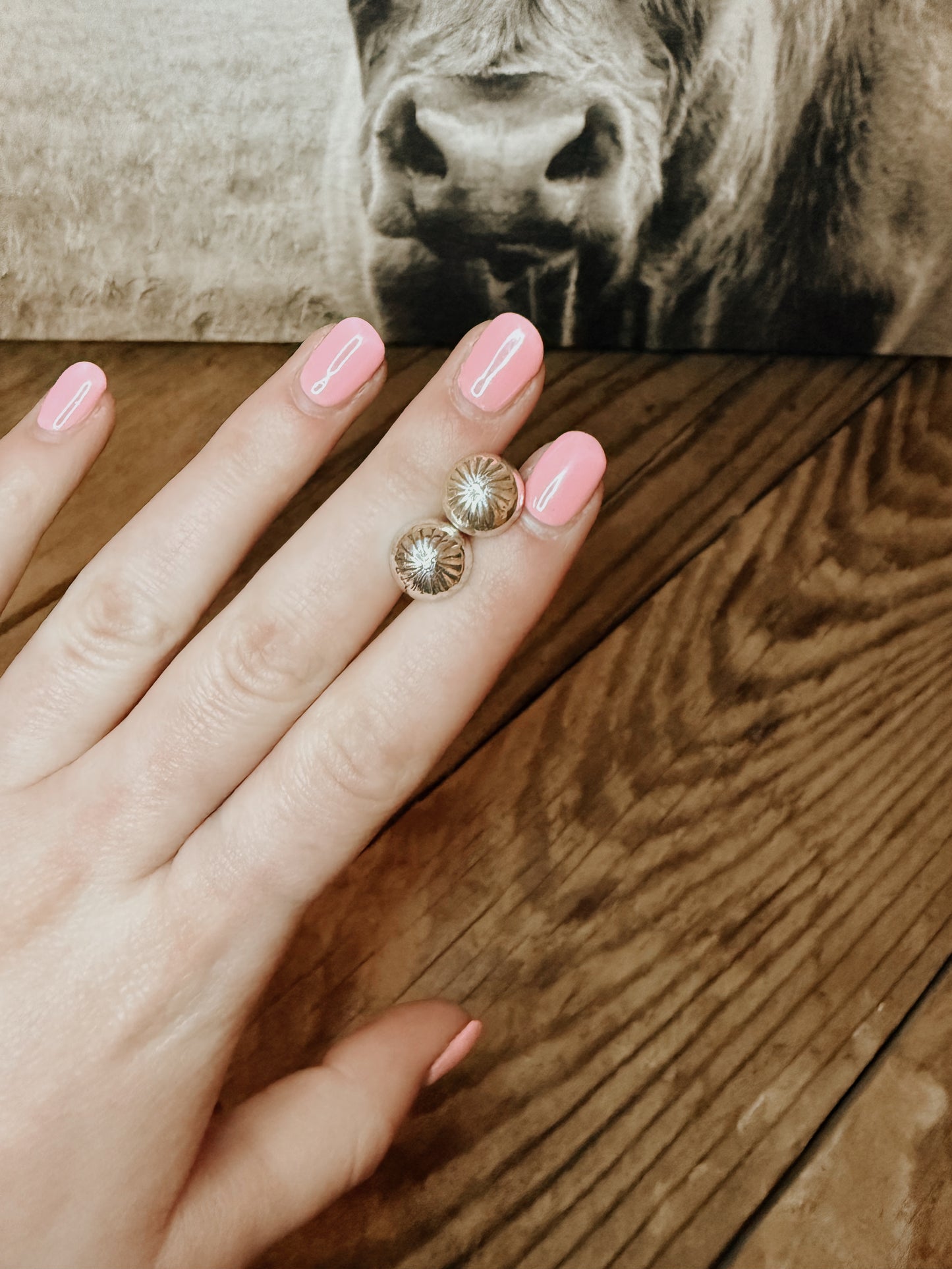 Silver Stamped Concho Studs