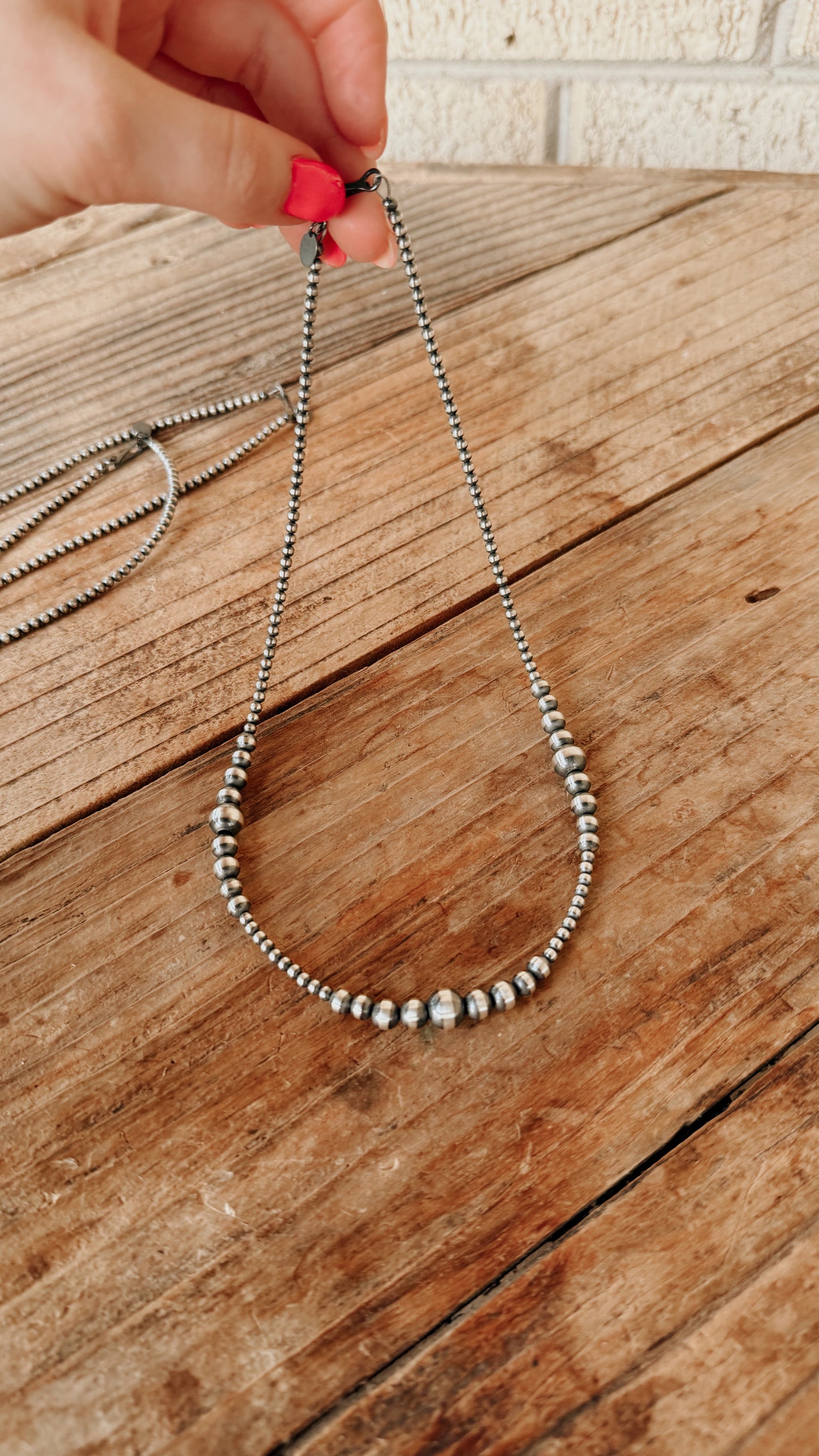 Navajo Sterling Silver Pearls Round Pattern (18in)
