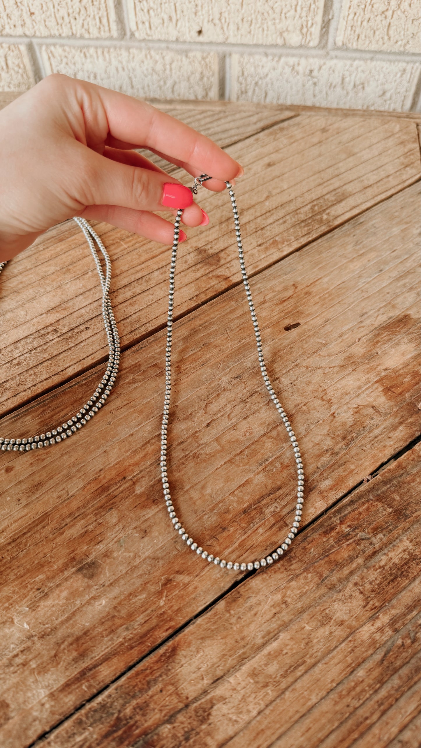 Navajo Sterling Silver Pearls 3mm (18in)