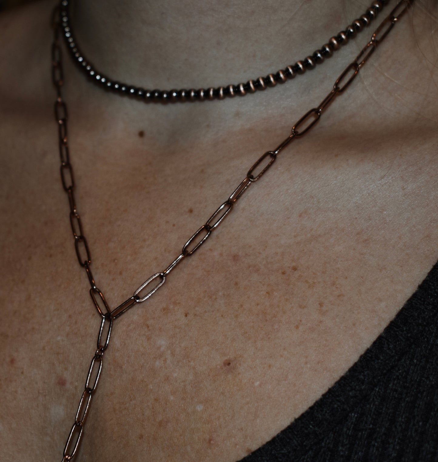 Copper Layered Lariat Necklace