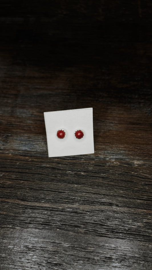 Baby Red Coral Studs