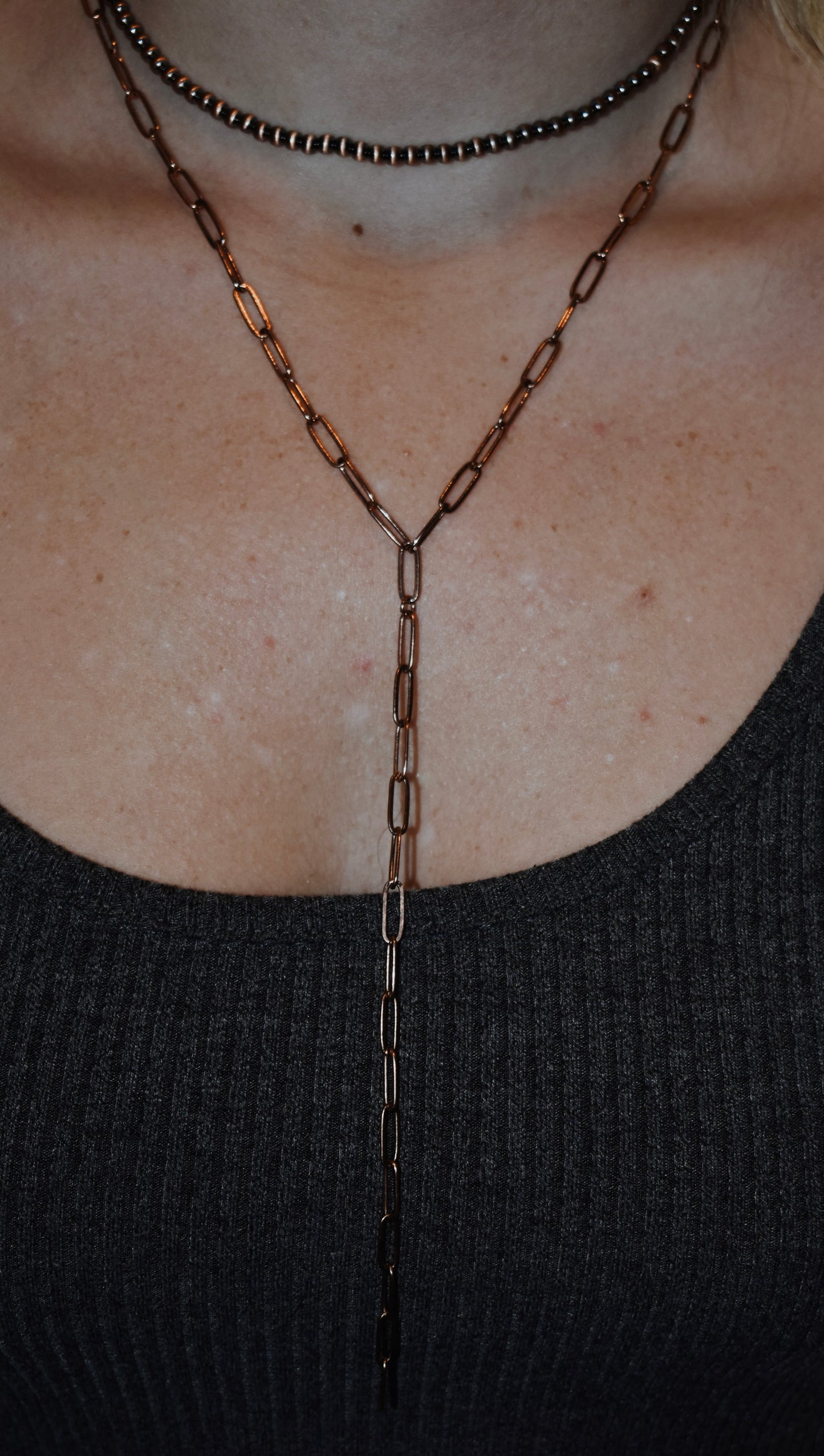 Copper Layered Lariat Necklace