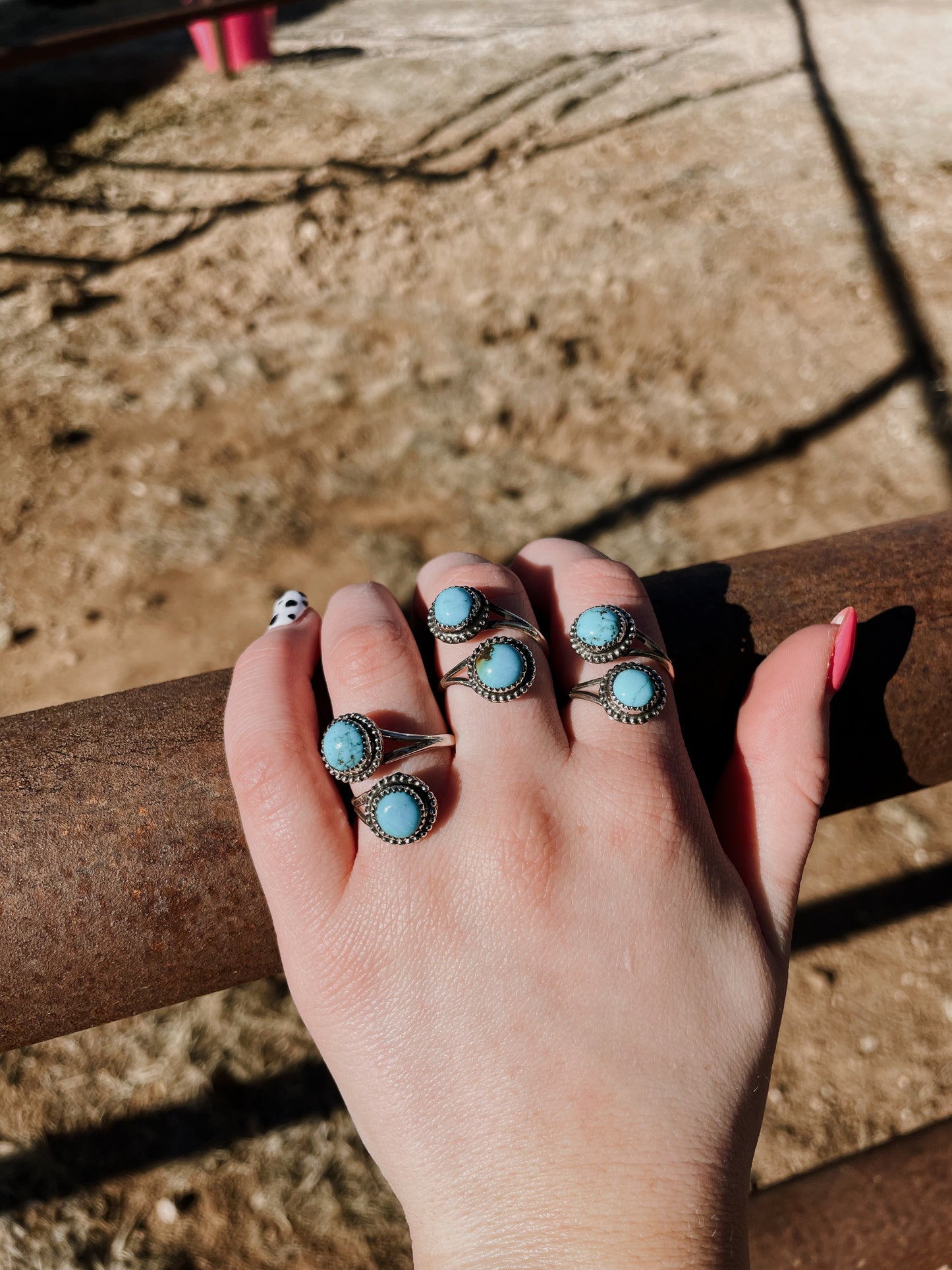 2 Stone Turquoise Adjustable Ring