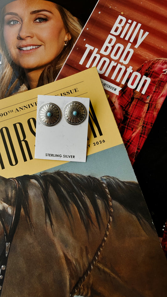 Silver & Turquoise Concho Studs