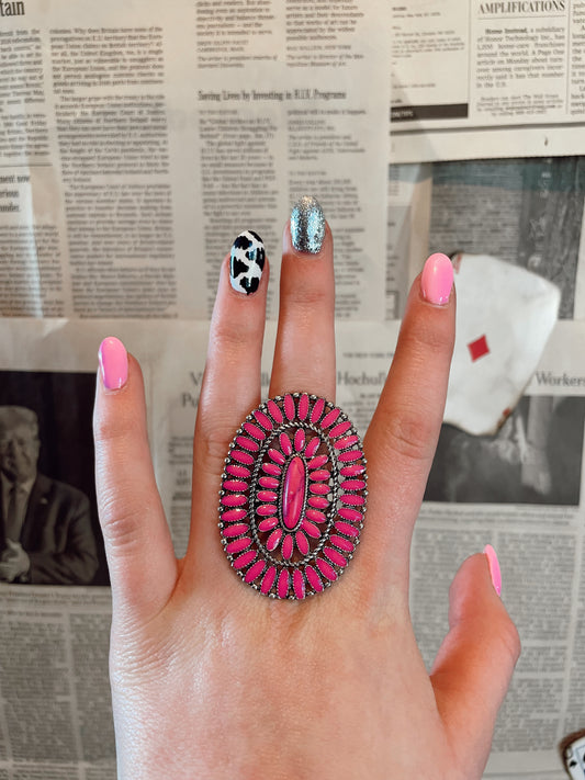 A Lil Hot Pink Concho Ring